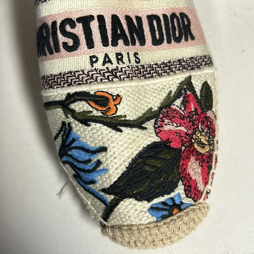 Dior Floral Embroidered Espadrilles in Cream, Pink, Red, Blue